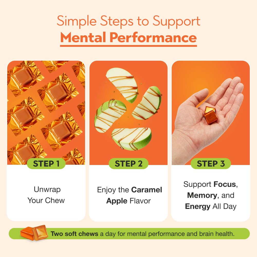 Sharp Brain Premium Brain Performance – Daily Support for Memory, Focus, Mental Energy, Processing Speed & Long-Term Brain Health, 60 Soft Chews