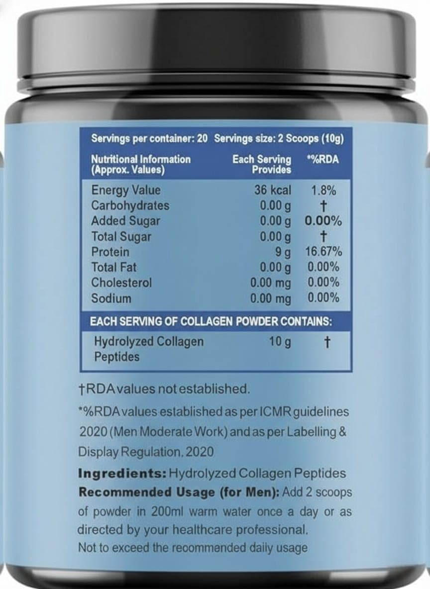 Generic Collagen Supplements Hydrolyzed Collagen Powder for Women & Men Peptides Unflavored for Skin & Hair 200g 7.06 Ounce