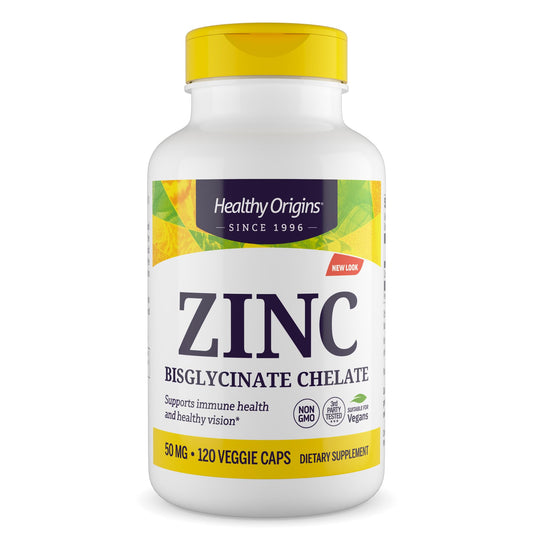 Healthy Origins Zinc Bisglycinate Chelate 50 mg Capsule, 120 Count