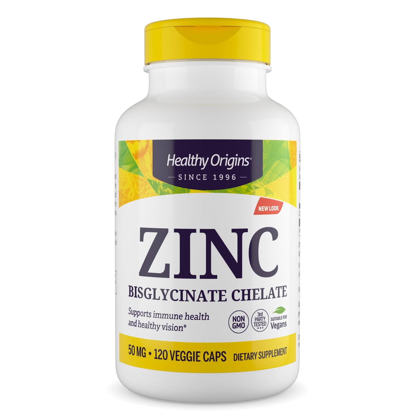 Healthy Origins Zinc Bisglycinate Chelate 50 mg Capsule, 120 Count