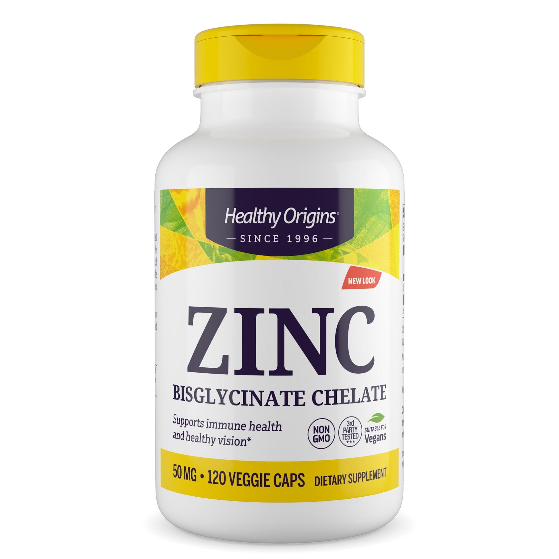 Healthy Origins Zinc Bisglycinate Chelate 50 mg Capsule, 120 Count