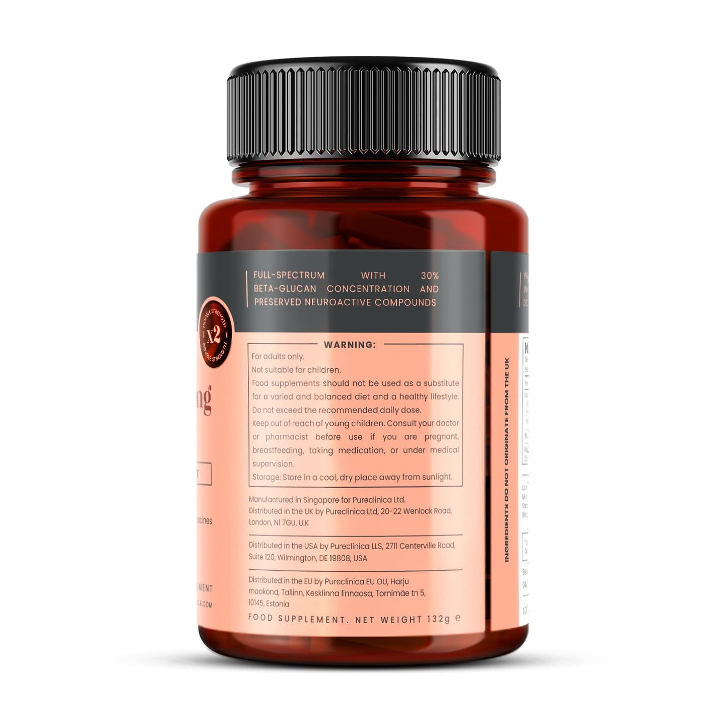 pureclinica Full Spectrum Lion's Mane 15,000mg x 90 Caplets