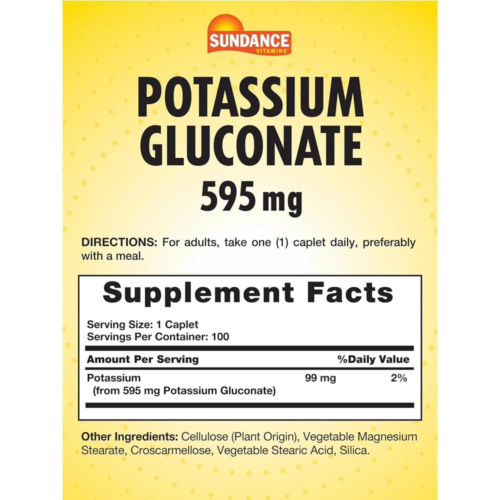 Sundance Potassium Gluconate 595 mg Caplets, 200 Count