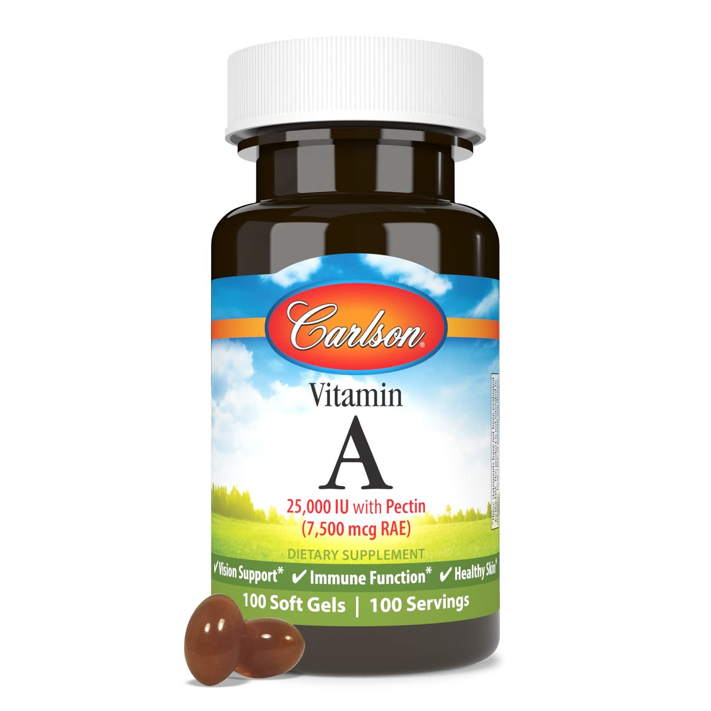 Carlson Vitamin A with Pectin 25000 IU Softgels 100