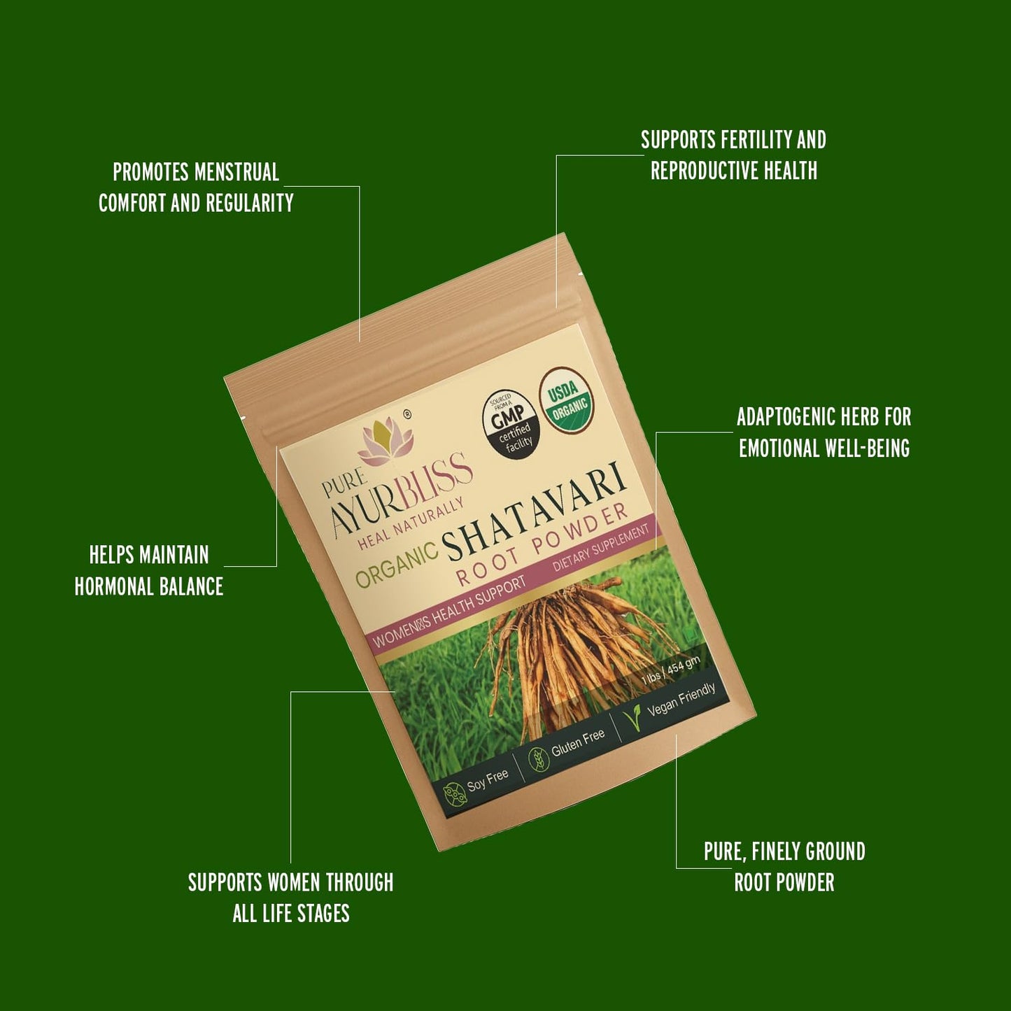 PureAyurbliss Shatavari Root Powder 16 oz