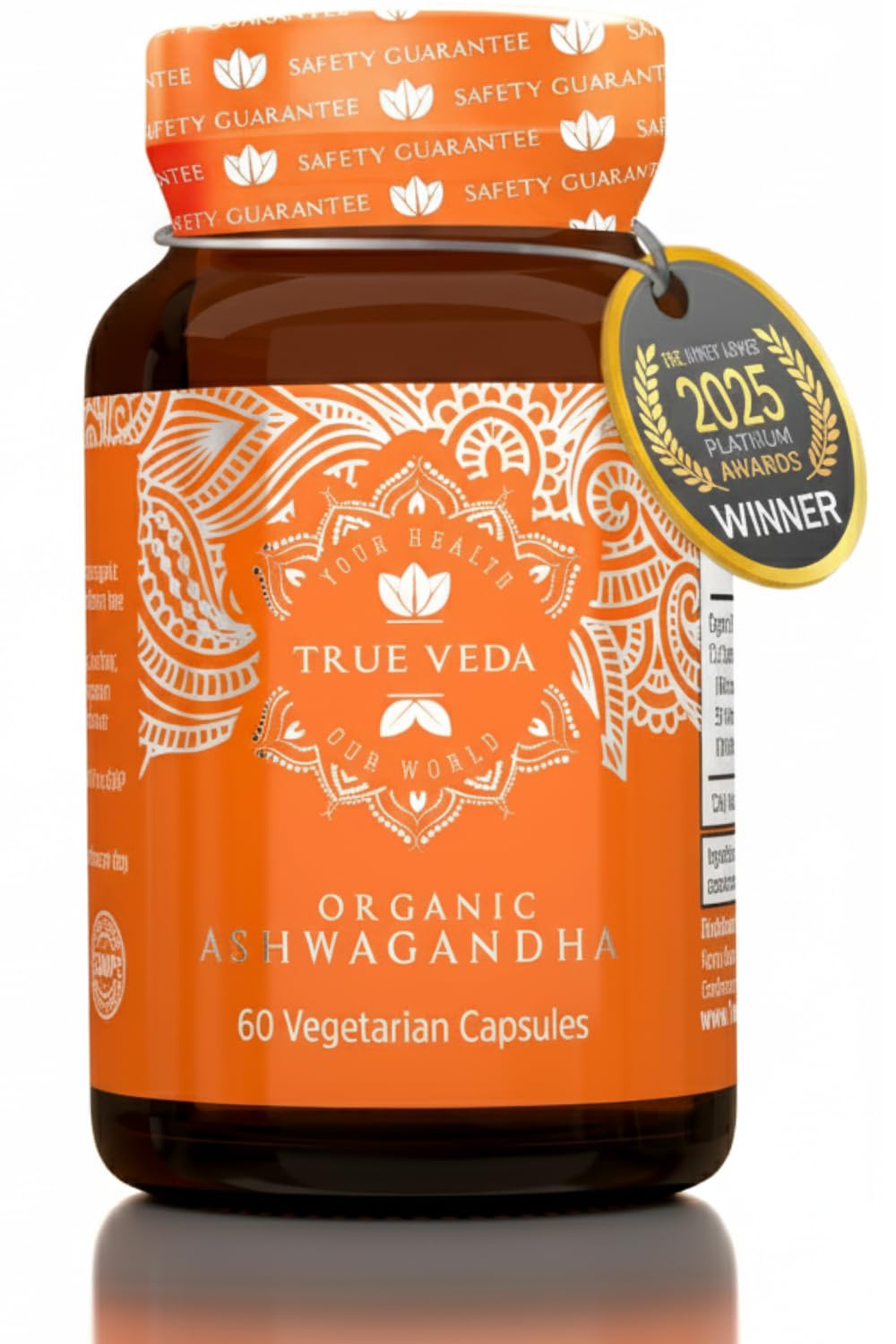 True Veda KSM-66 Ashwagandha Root Capsules, USDA Organic, High Strength for Women & Men, 60 Capsules