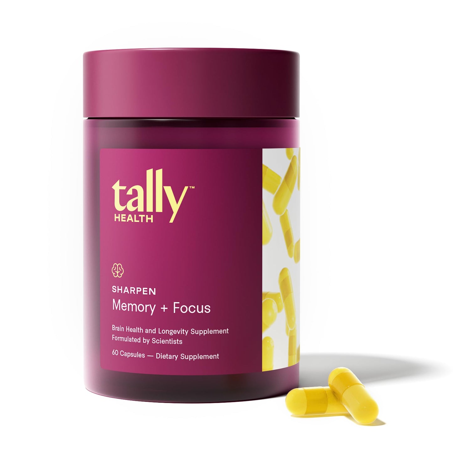 Tally Health Sharpen Brain Supplements for Memory and Focus Capsules 60 Count
