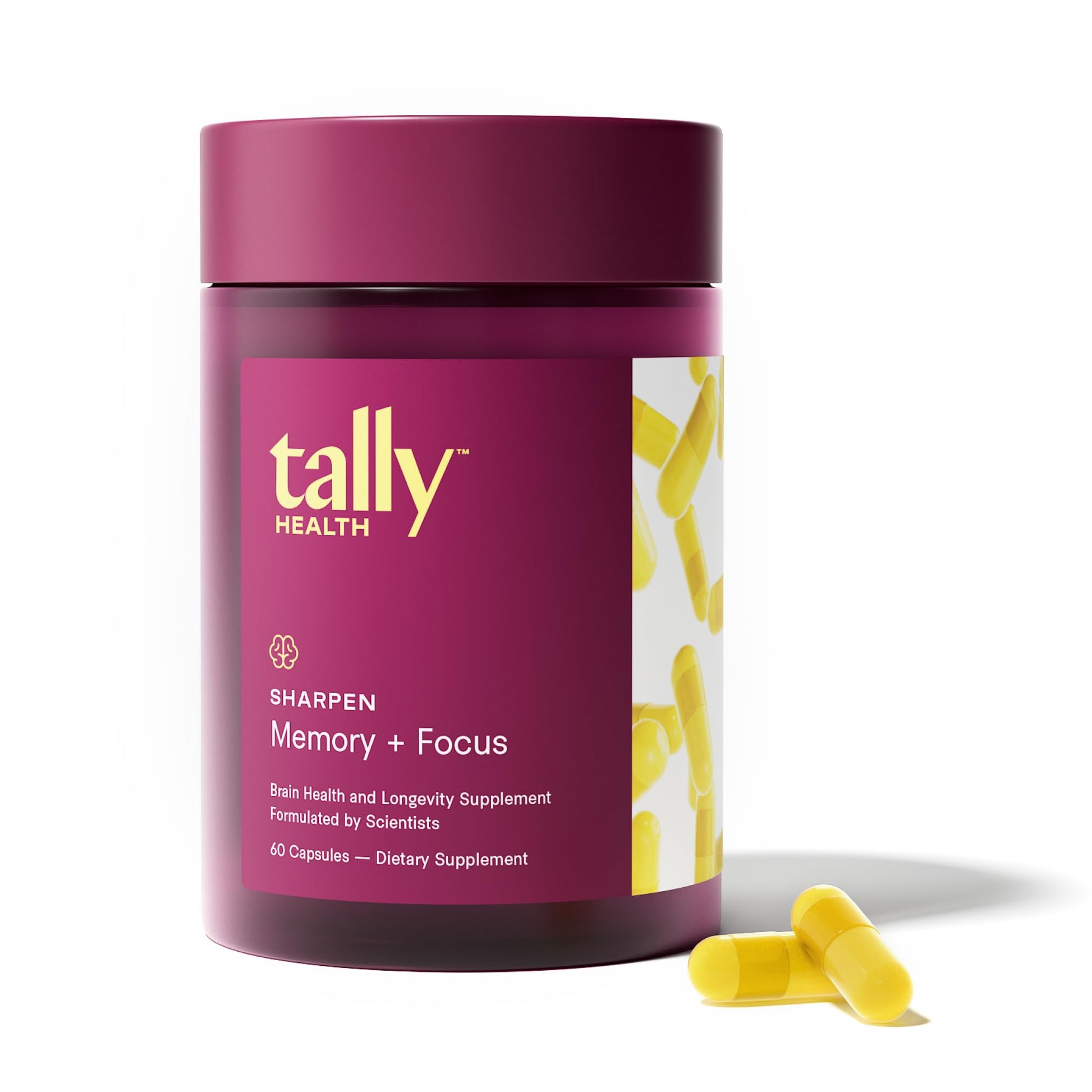 Tally Health Sharpen Brain Supplements for Memory and Focus Capsules 60 Count