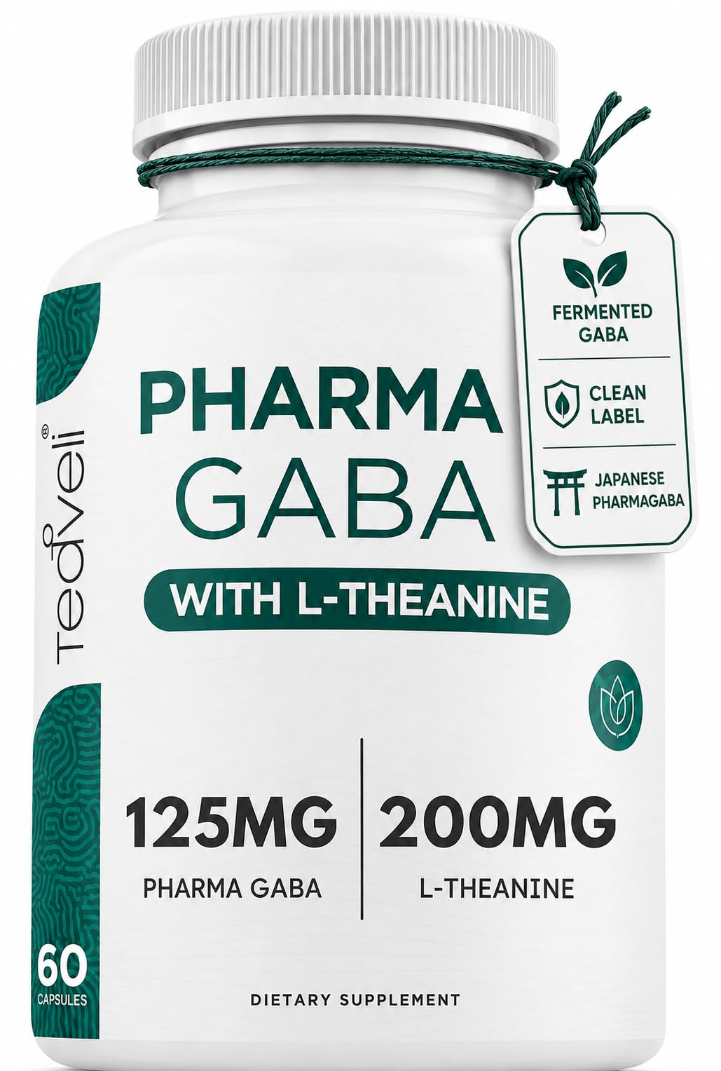 Teaveli PharmaGABA with L-Theanine, 60 Capsules