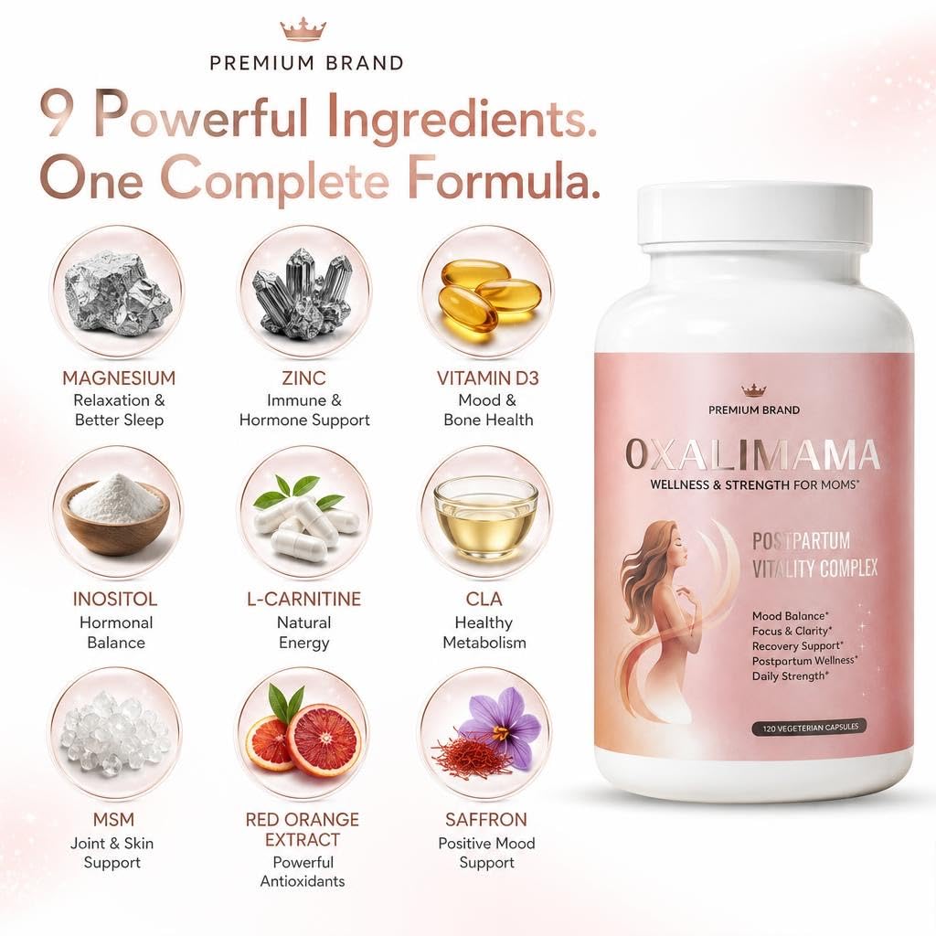 Oxalimama Postpartum Recovery Support Energy, Metabolism & Hormone Balance Capsules, 120 Count