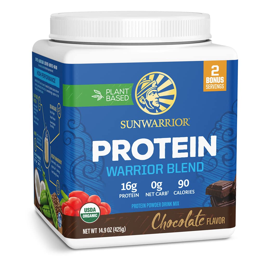 Sunwarrior Organic Plant Based Protein Powder Chocolate Flavor, 17 Servings