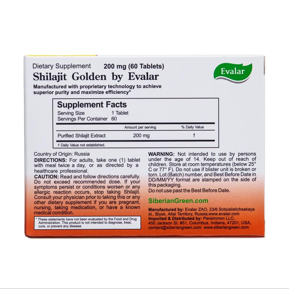 Evalar Shilajit Golden Siberian Altai 60 Capsules