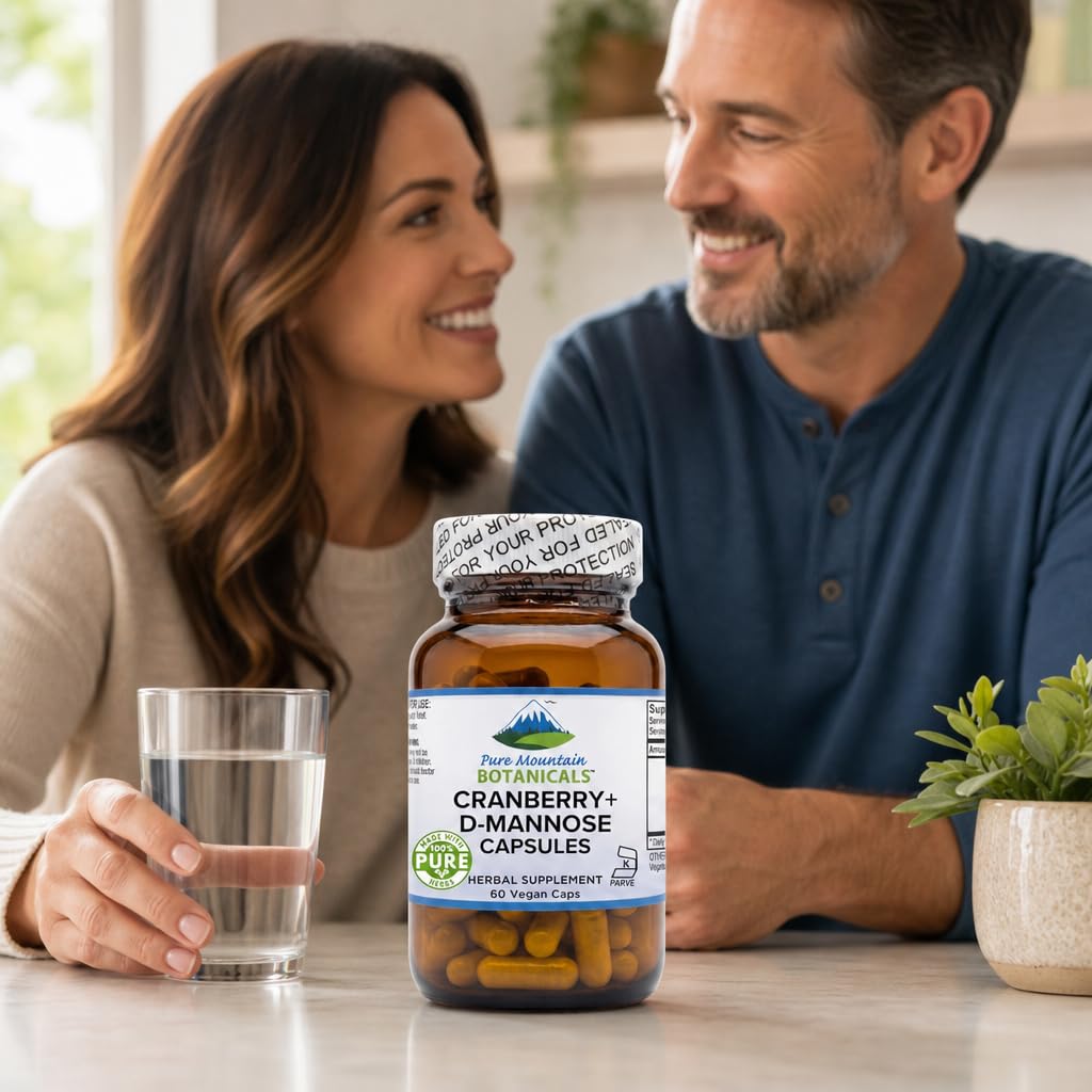 Pure Mountain Botanicals D-Mannose with Cranberry Capsules, 60 Count