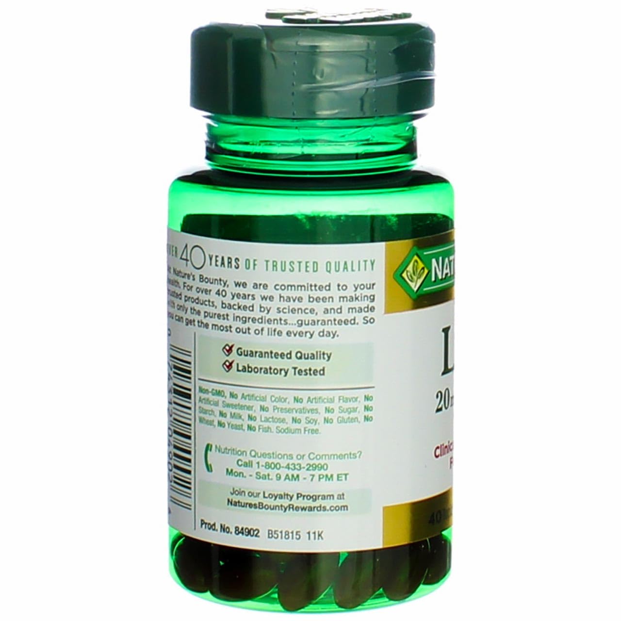 Nature's Bounty Lutein 20 mg Softgels, 40 Count