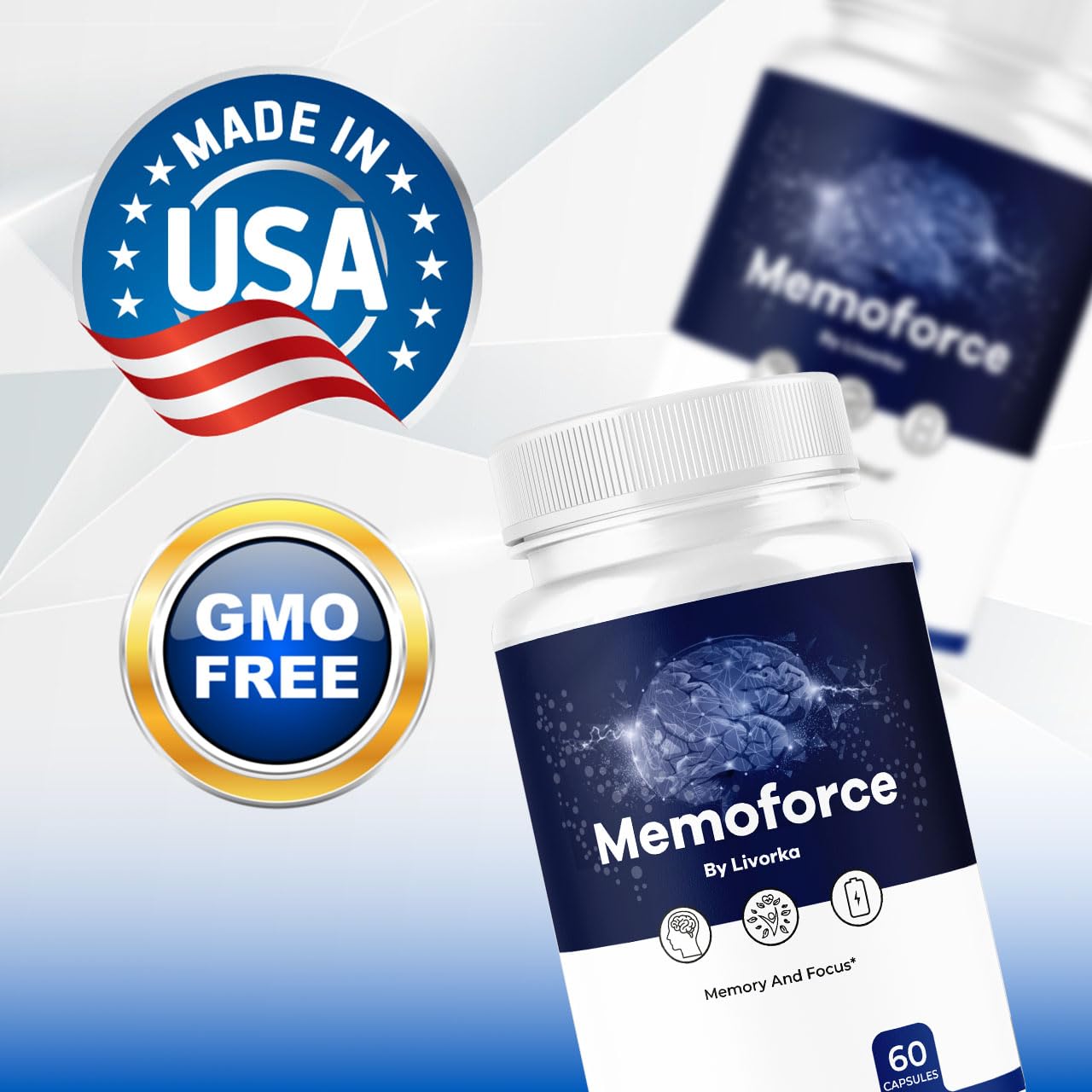 LIVORKA Memoforce Brain Supplement Capsules, 120 Capsules