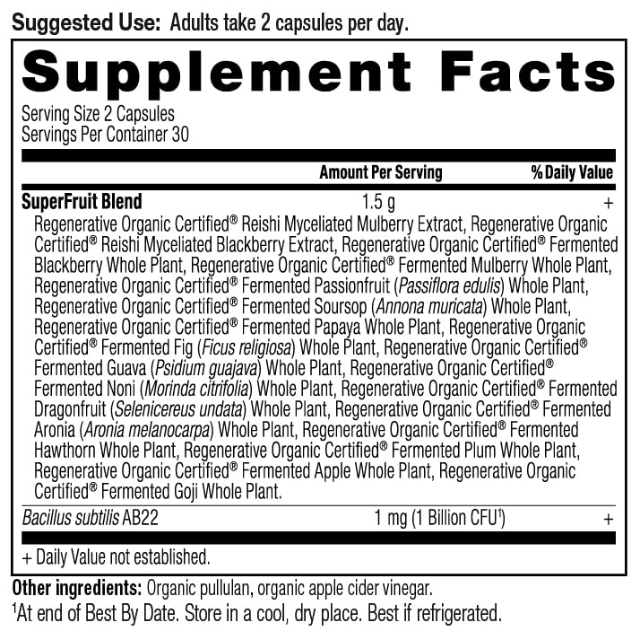 Ancient Nutrition Regenerative Organic Certified SuperFruits Capsules, 60 Count