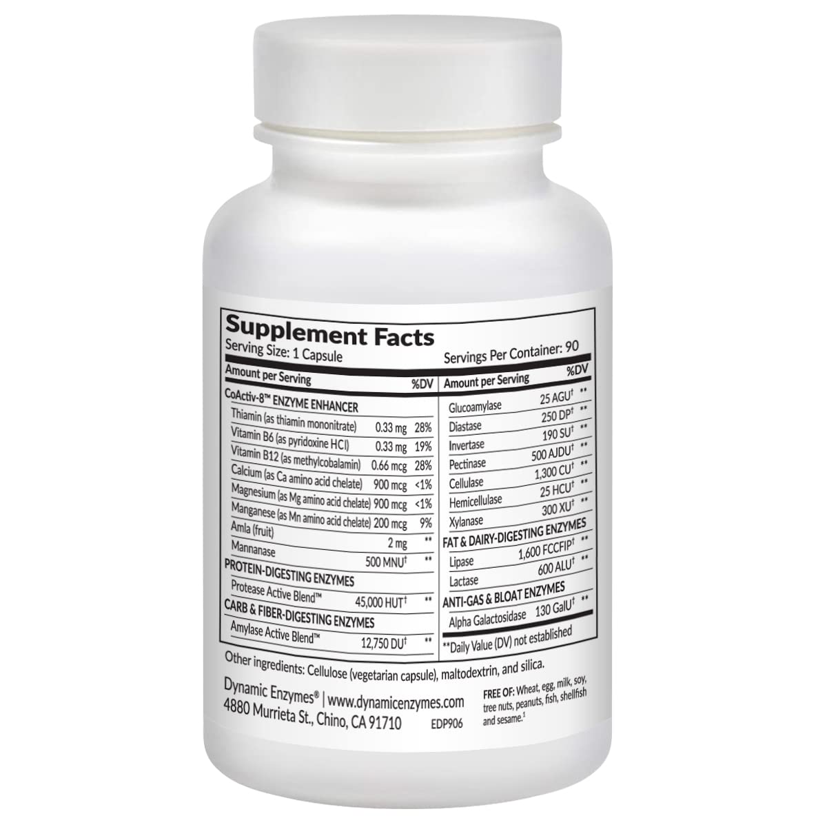 Dynamic Enzymes Eat E-Z Digestive Enzymes Broad-Spectrum Enzyme Blend Capsules 90