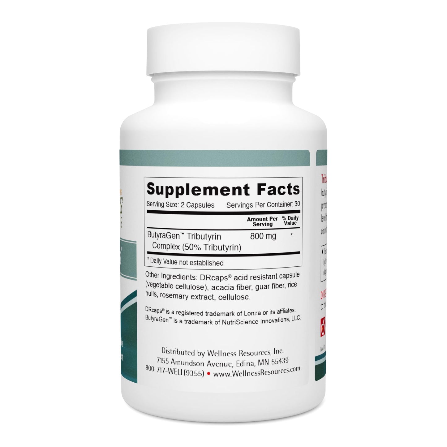 Wellness Resources Tributyrin Plus Postbiotic Supplement for Gut Health with High Absorption ButyraGen Tributyrin Complex, 60 Veggie Capsules
