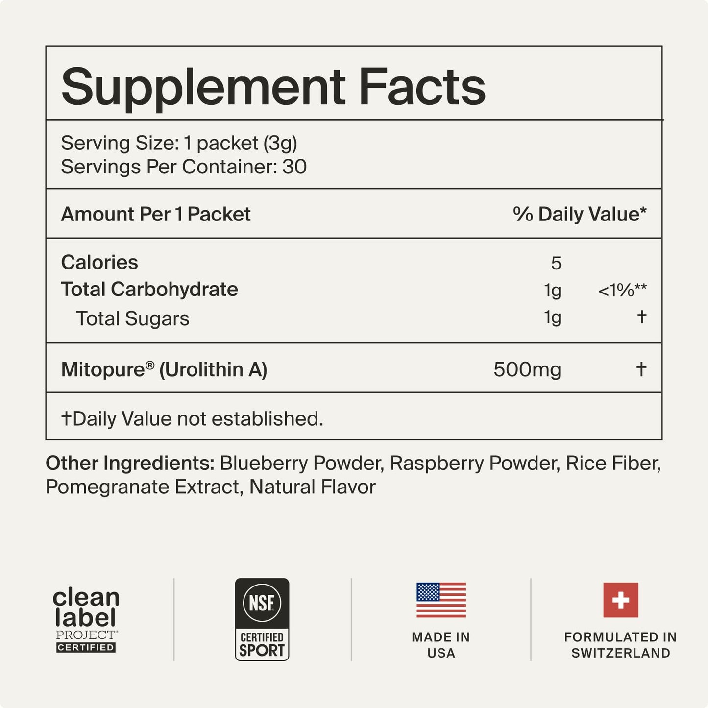Timeline Mitopure Urolithin A Supplement Powder, 3 Ounce