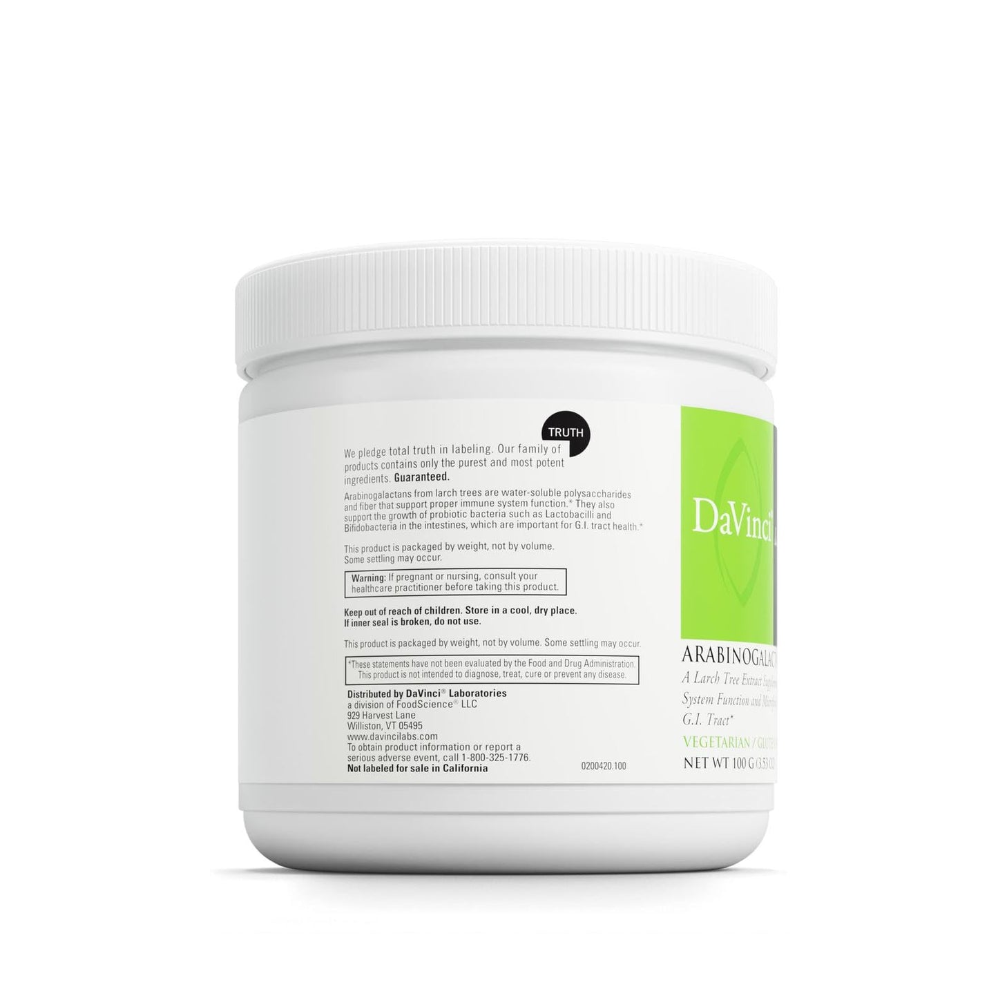 DAVINCI Arabinogalactan Powder 3.53 oz