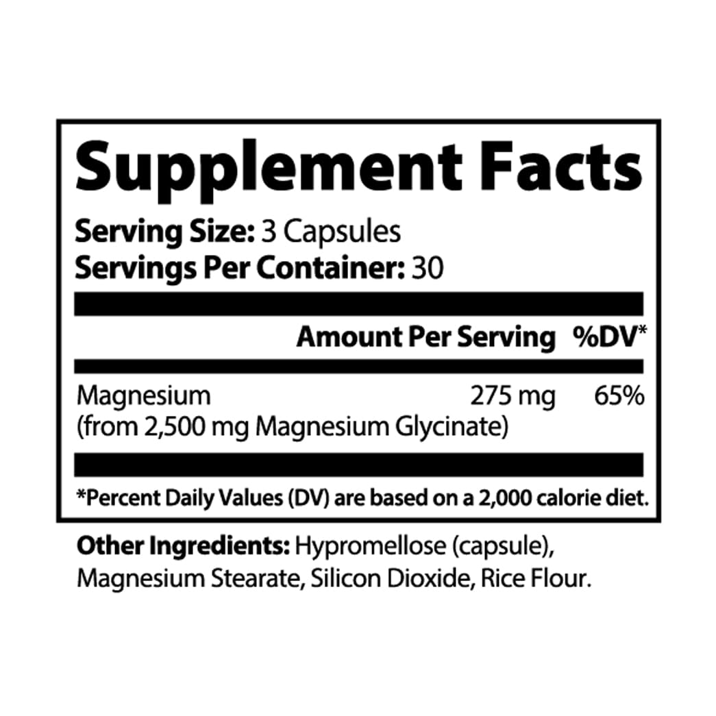Orvela Magnesium Glycinate 275mg Capsules, 90 Count