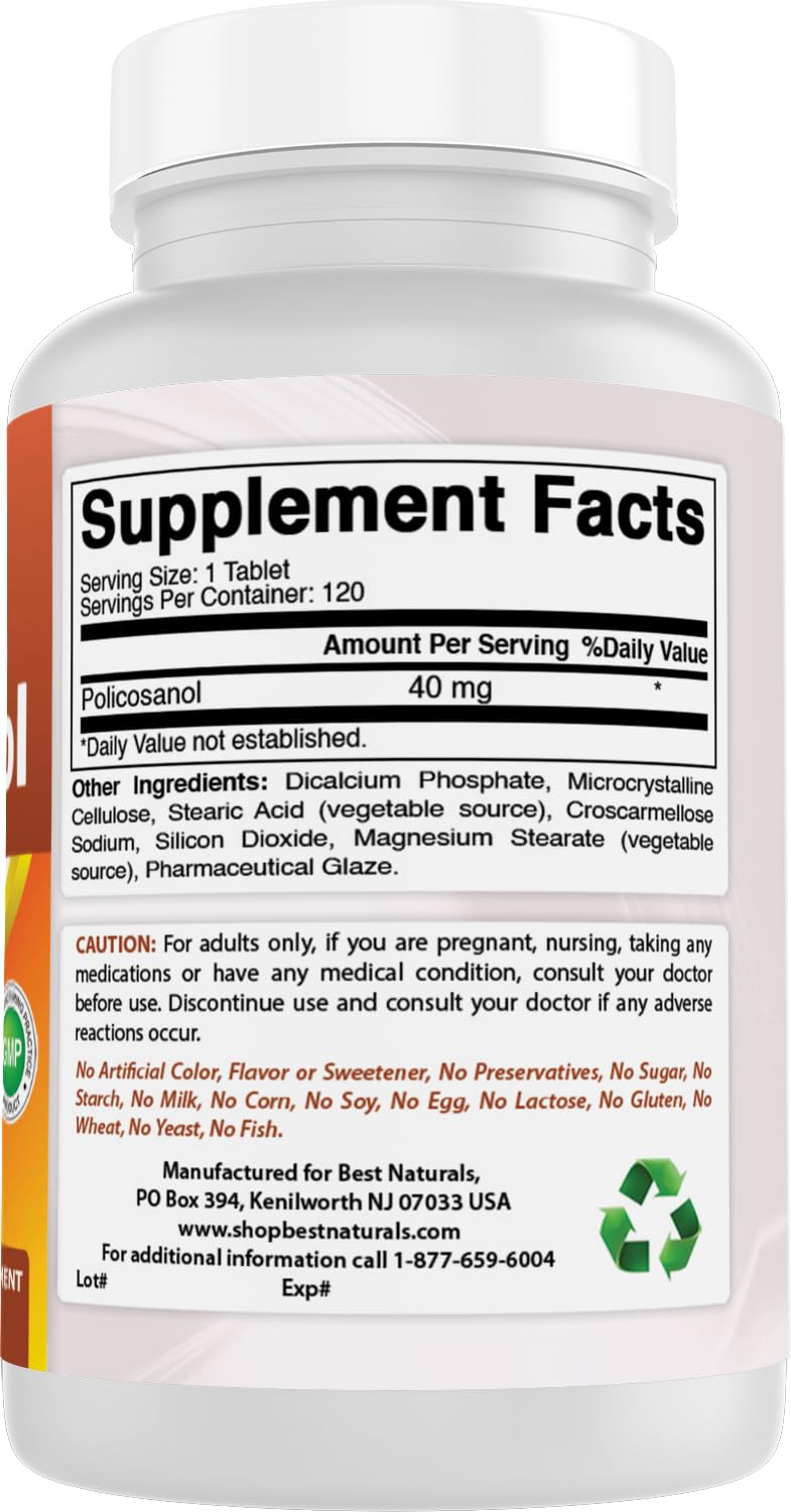 Best Naturals Policosanol 40mg Tablets 240