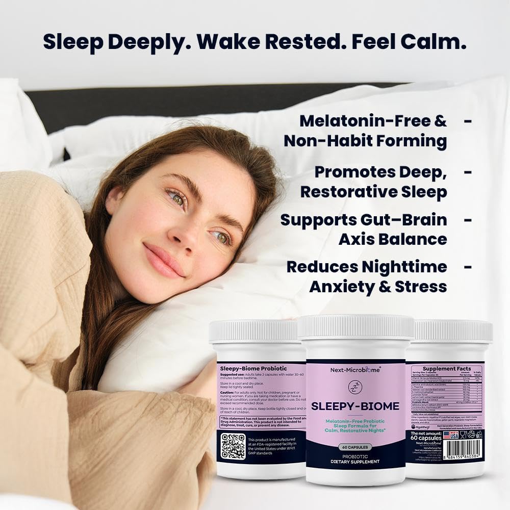 NEXT-MICROBIOME Sleepy-Biome Natural Sleep Aid, Capsule, 60 Count