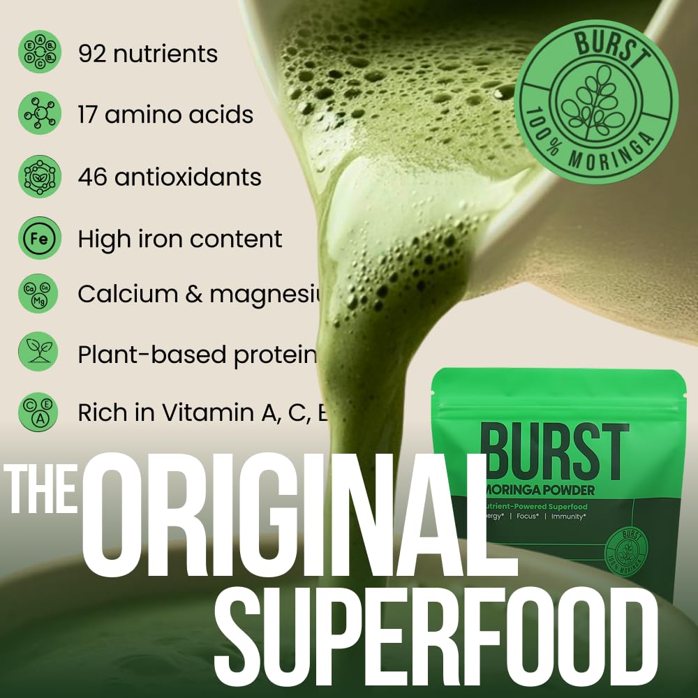 Moringa Burst 100% Moringa Powder Natural, 5.29 Ounce