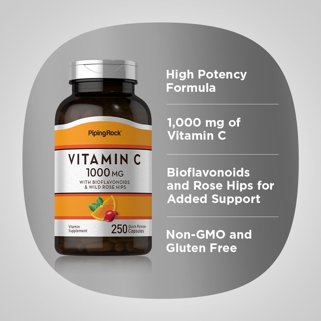 Piping Rock Vitamin C 1000mg Capsules, 250 Count