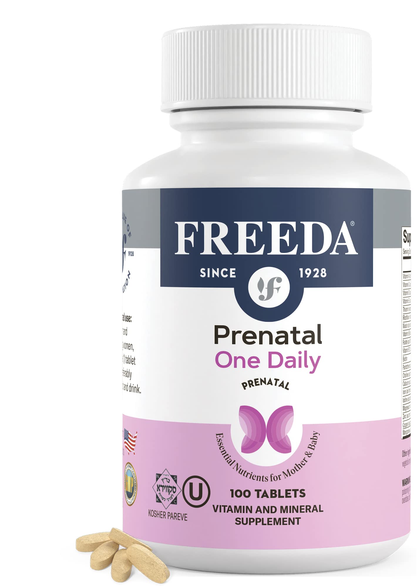 FREEDA Prenatal Vitamin Tablet 100 Count