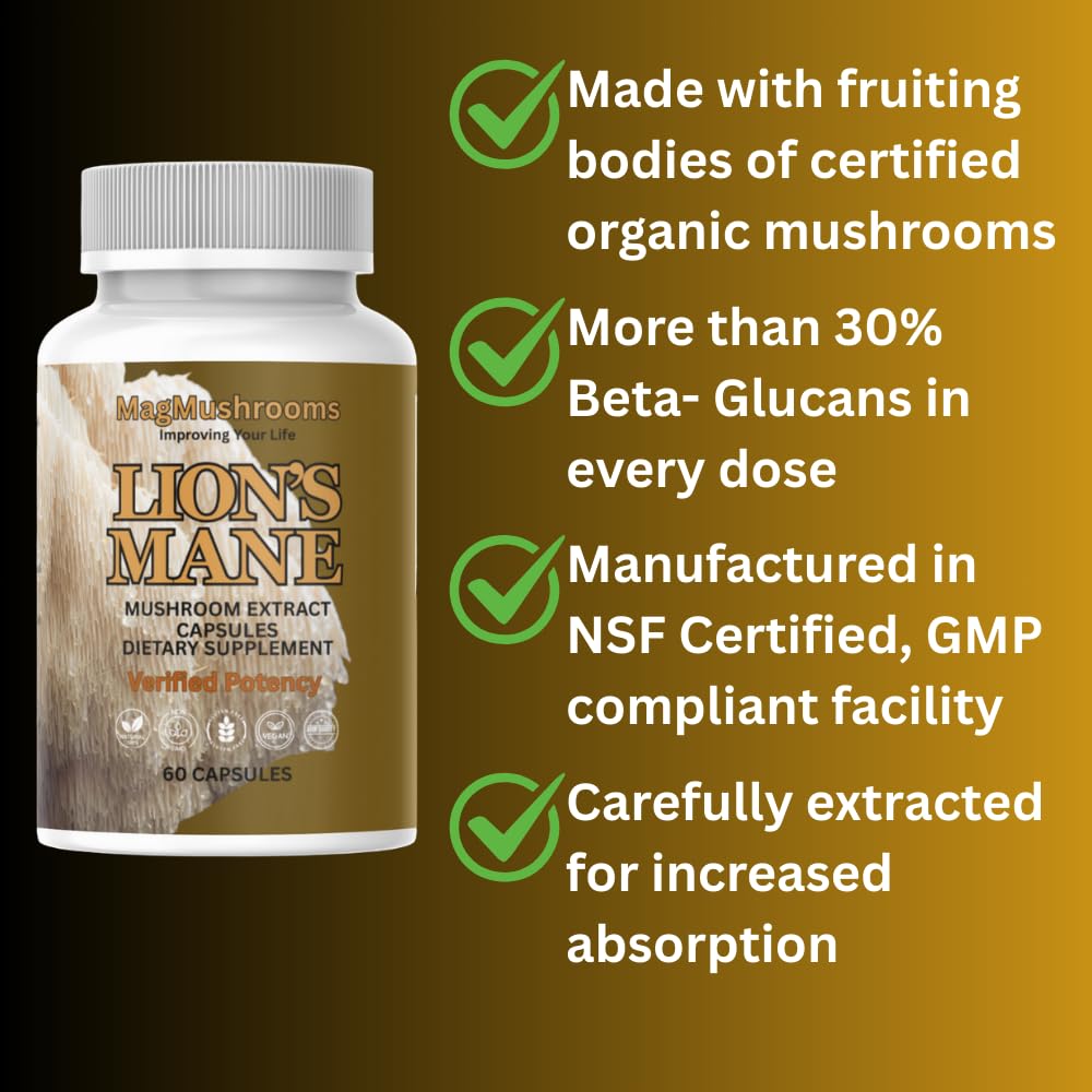 Mag Mushrooms Lion’s Mane Extract Capsules 60 Count