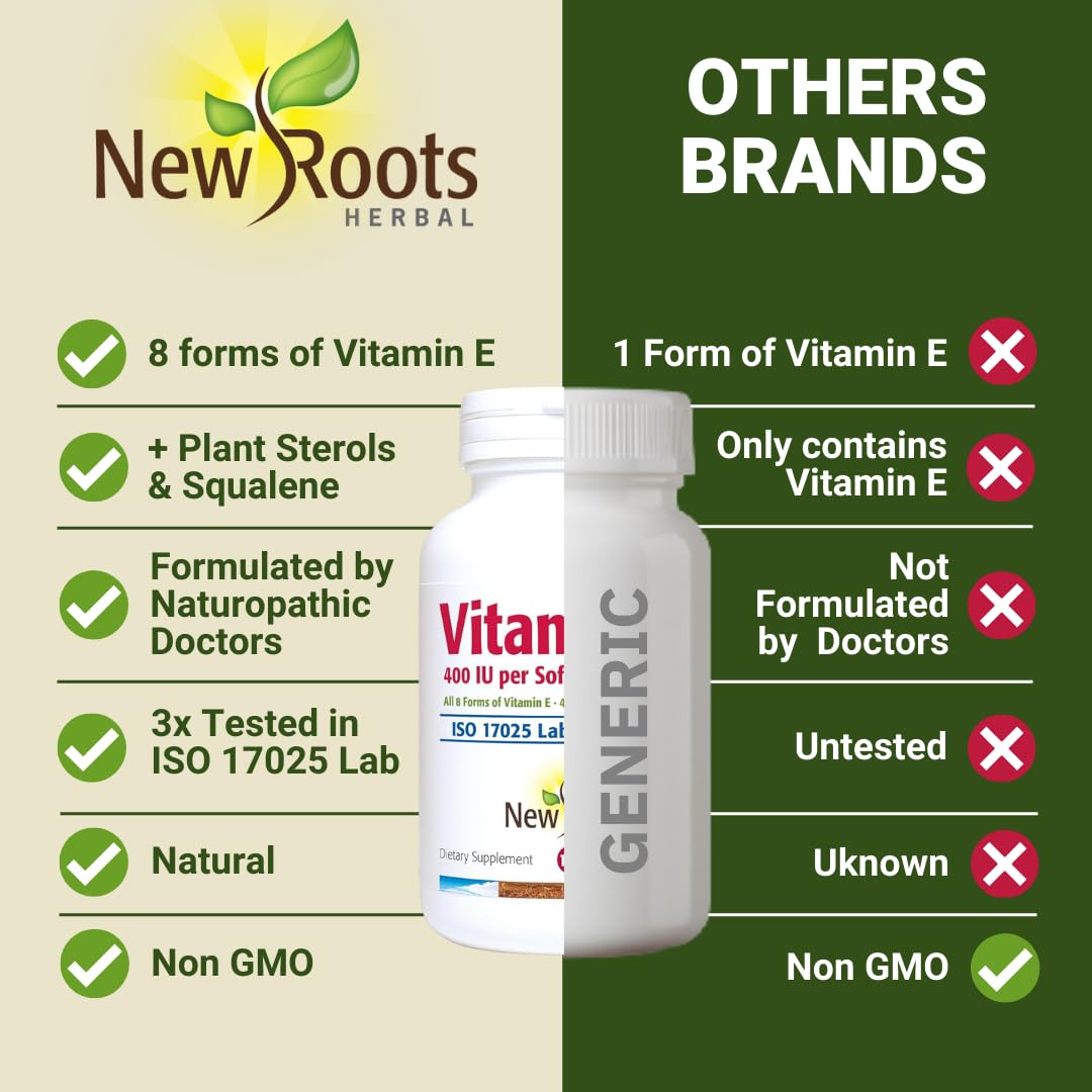 New Roots Herbal Vitamin E Softgels 400 IU, 120 Count