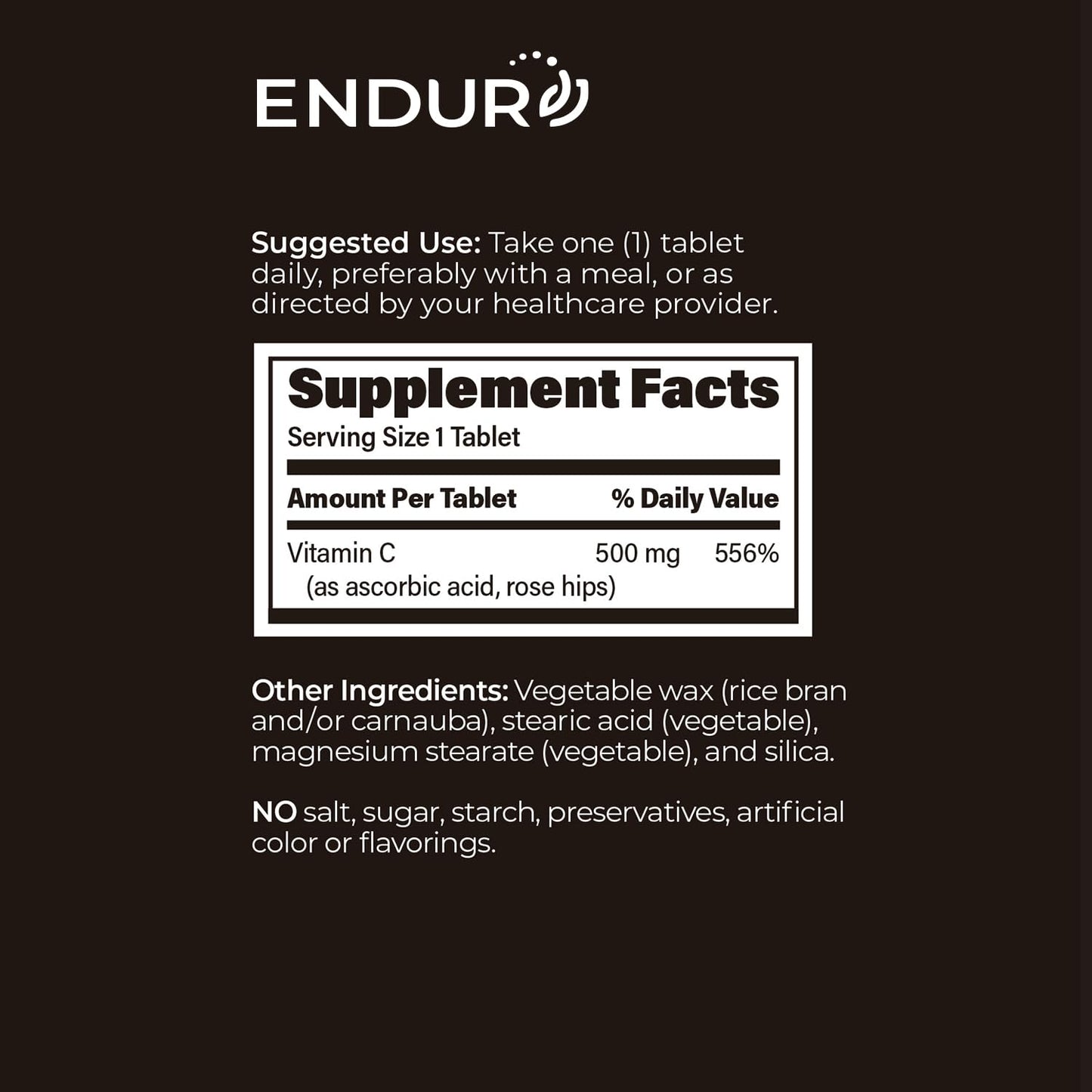 Endurance Products ENDUR-C Vitamin C + Rose Hips SR (Sustained Release) 500 mg Tablet, 200 Tablets