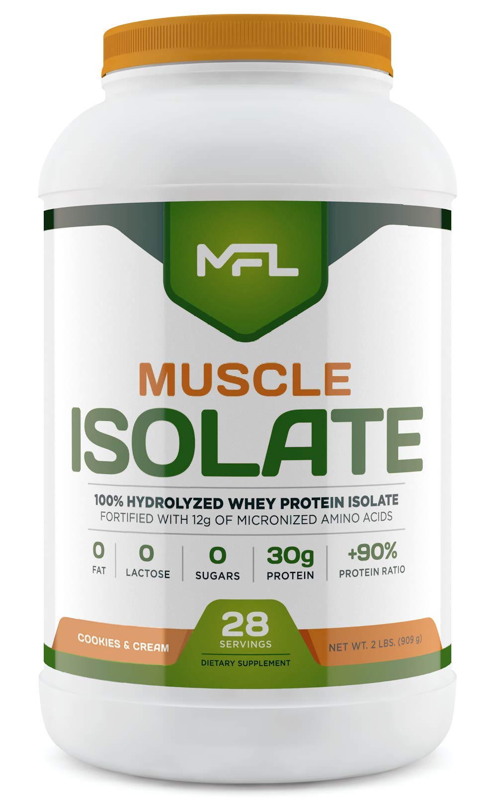 Muscle Food Labs 100% Isolate Protein Powder 32 Servings Cookies & Cream