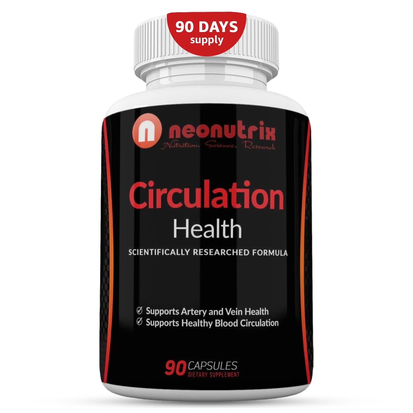 Neonutrix Nutrition, Science, Research Blood Circulation Health Supplement for Vein Health & Artery Health with L-Arginine, Ginger Root, Hawthorn & Diosmin Capsules 90 Count