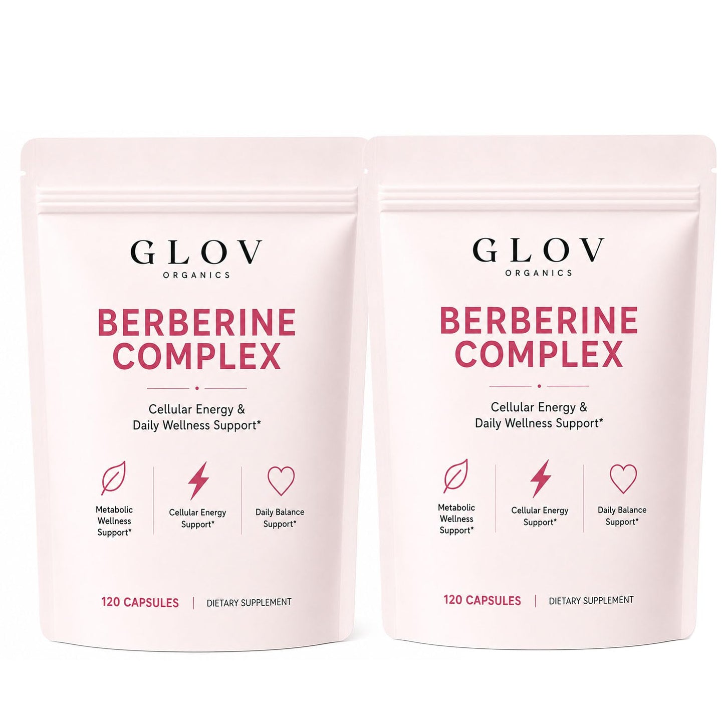 Glov Organics Berberine Complex, Cellular Energy & Metabolism Support, 120 Capsules
