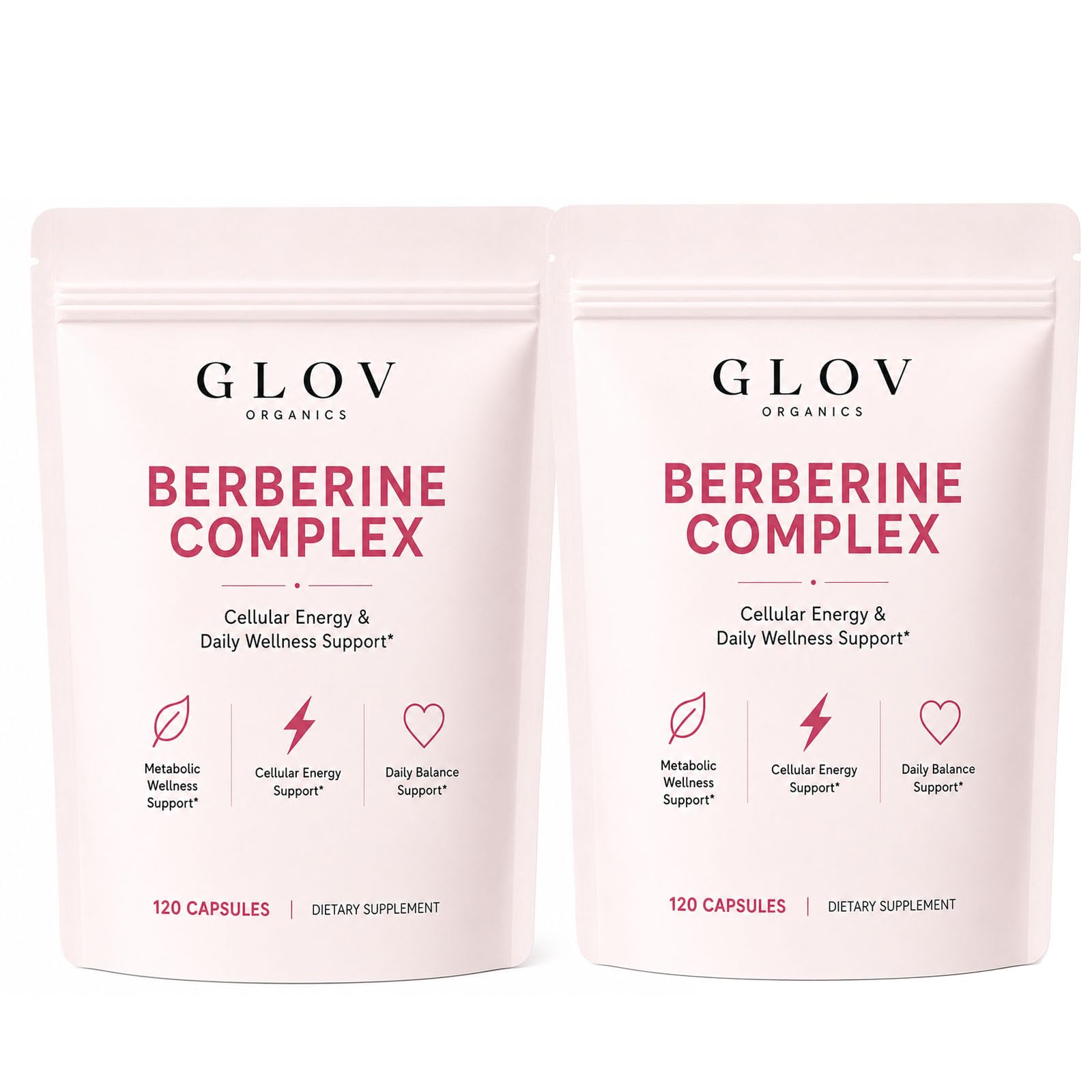 Glov Organics Berberine Complex, Cellular Energy & Metabolism Support, 120 Capsules