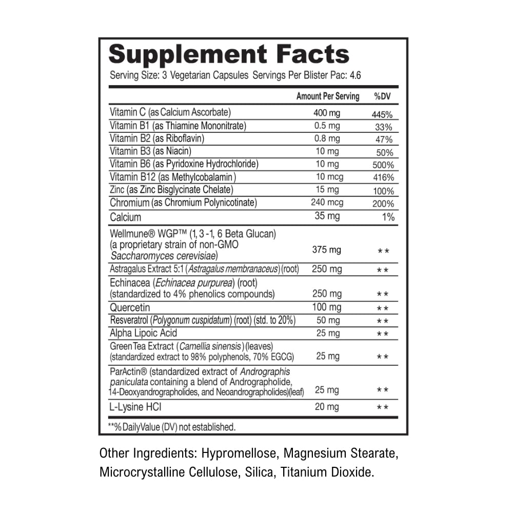 Scimera Bioscience Scimune Immune Support Supplement with Zinc, Quercetin, Vitamin C, Echinacea & Wellmune Beta Glucan, 14 Capsules