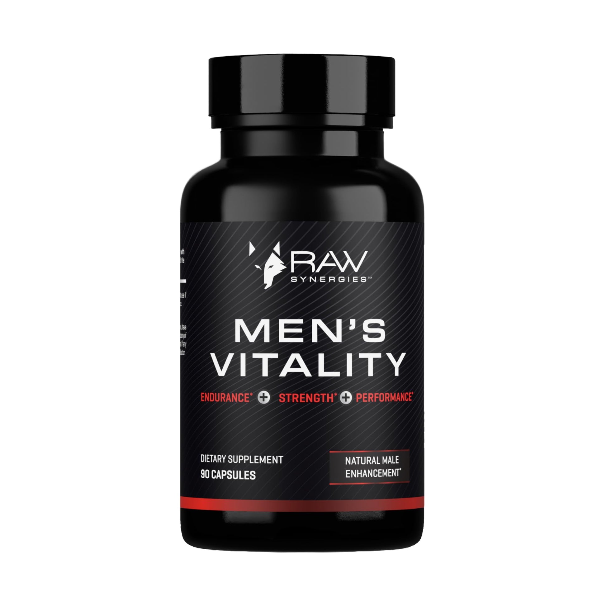 RAW Synergies Men’s Vitality L-Arginine & Cordyceps for Strength, Heart & Focus – Performance Support Supplement, 90 Capsules