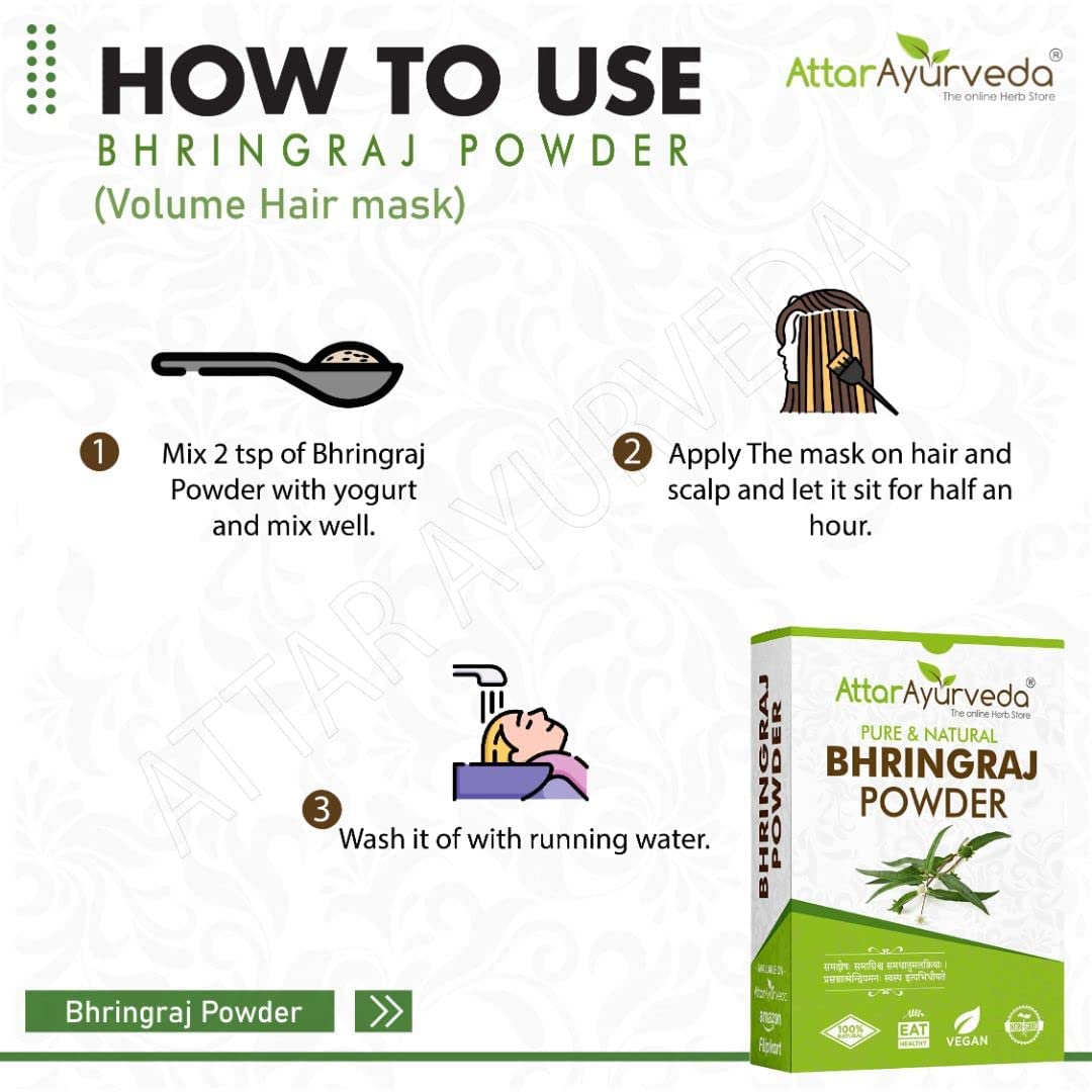 Generic ATS Natural Bhringraj Powder for hair growth, 3.52 oz