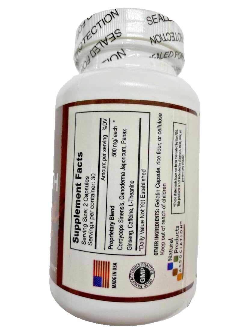 Nature Land Candles Nature Max Herbs Super Health American Ginseng Reishi Cordyceps, 60 Capsules