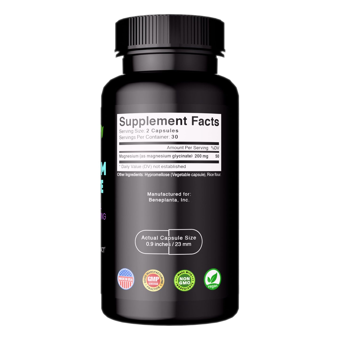 Beneplanta Magnesium Glycinate 200mg Chelated High Absorption Sleep Support Capsules, 60 Capsules