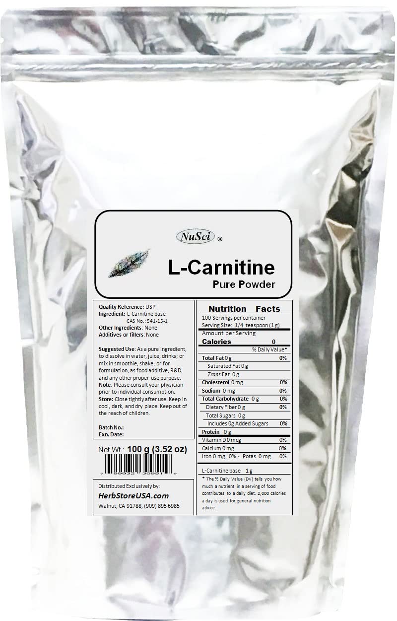 NuSci L-Carnitine Pure Powder Energy 80 Servings
