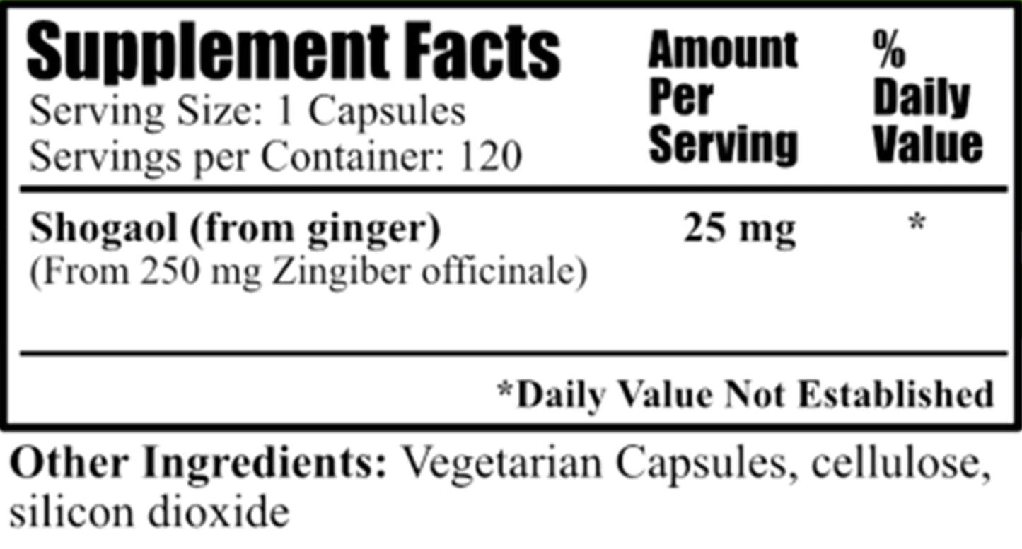 Daily Manufacturing 6-Shogaol (derived from 6-gingerol, Non-GMO Ginger Extract) Capsules, 120 Count