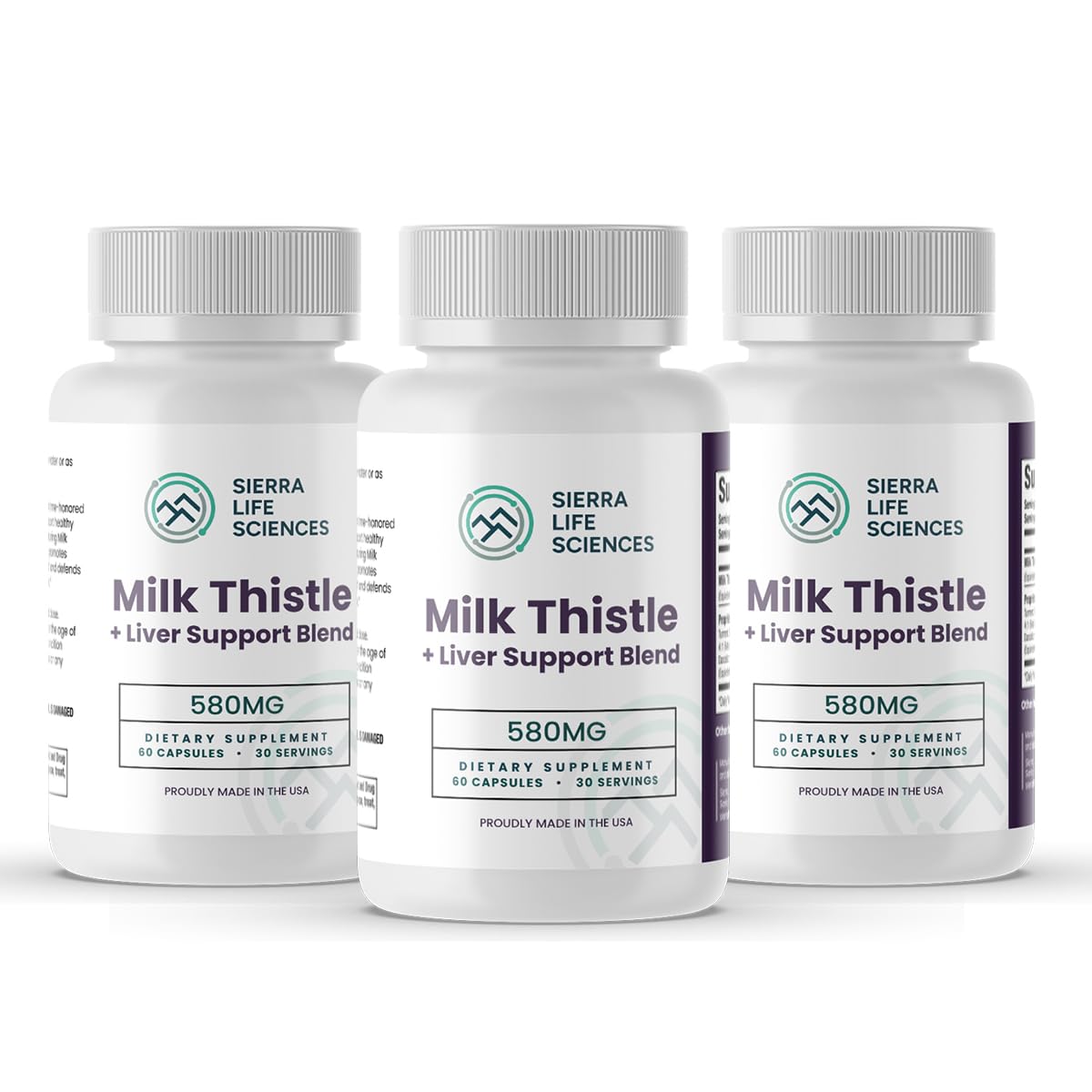 SIERRA LIFE SCIENCES Milk Thistle 580mg Liver Support Liver Detox, 180 Capsules