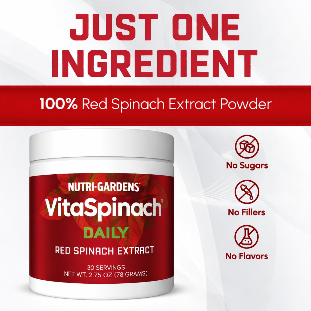 Nutrigardens VitaSpinach Red Spinach Extract Nitric Oxide Booster, Powder, 2.8 oz