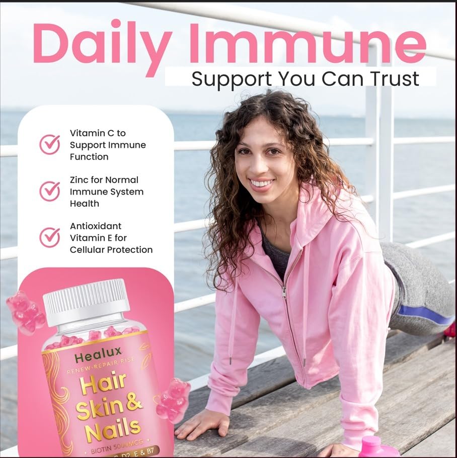 Healux Hair Skin and Nails Biotin Gummies 5000 mcg, 60 Gummies