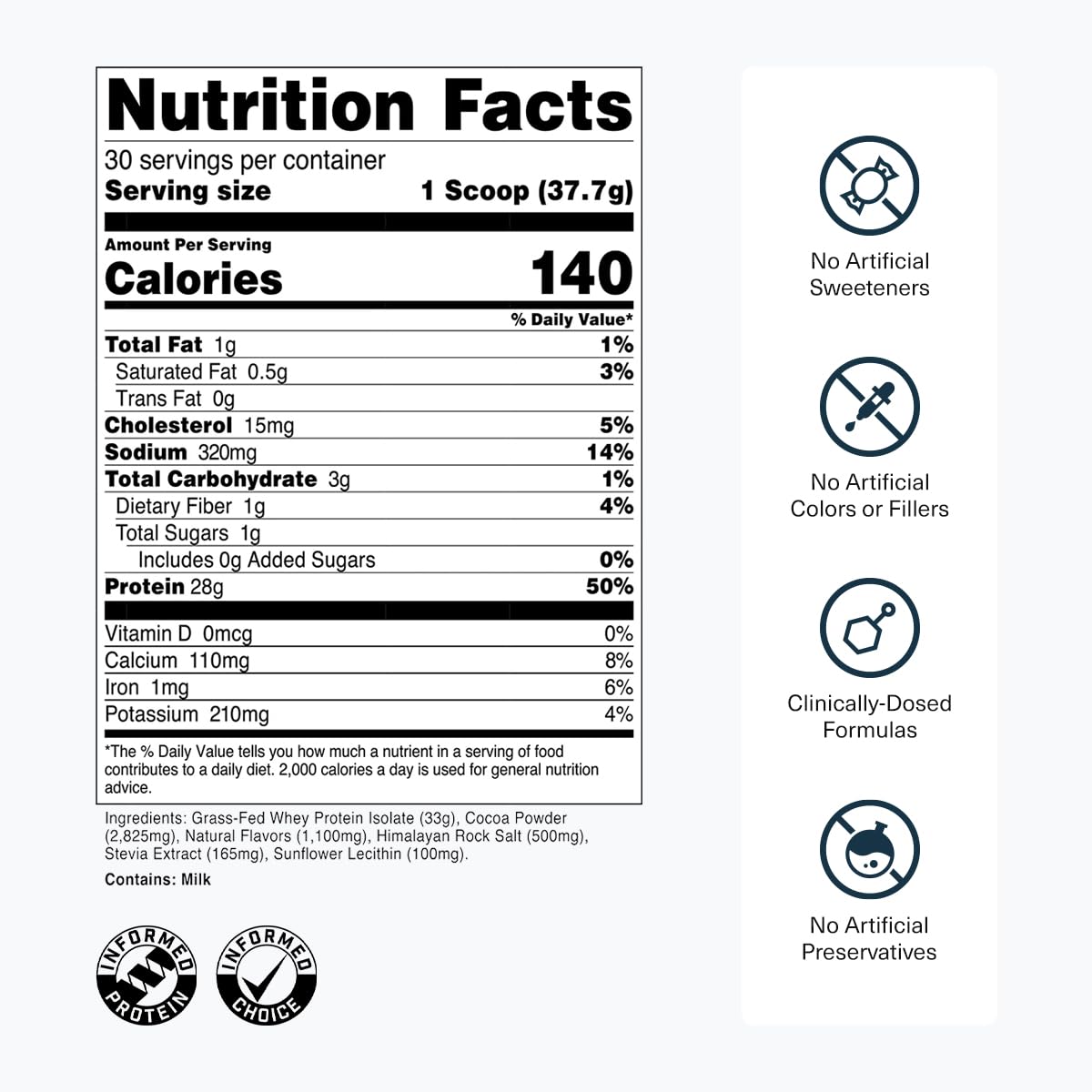 Transparent Labs Grass-Fed Whey Protein Isolate Powder - Natural Flavor, Gluten Free, S'Mores, 30 Servings