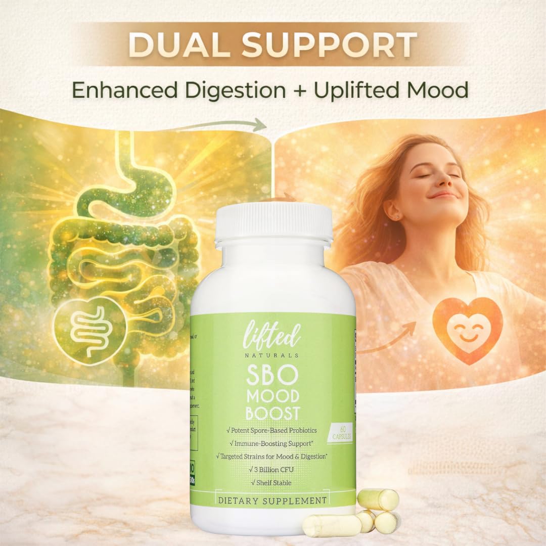 Lifted Naturals SBO Mood Boost Spore-Based Probiotic Capsules 60 Count