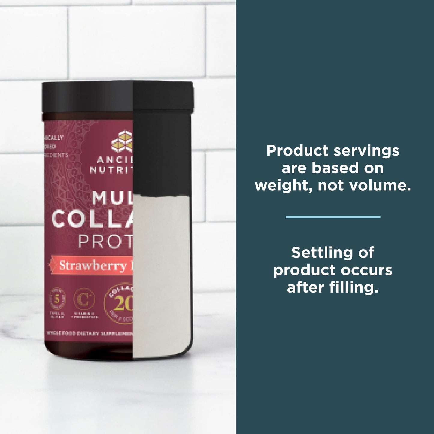 Ancient Nutrition Collagen Peptides Powder, Multi Collagen Protein, Strawberry Lemonade, 24 Servings